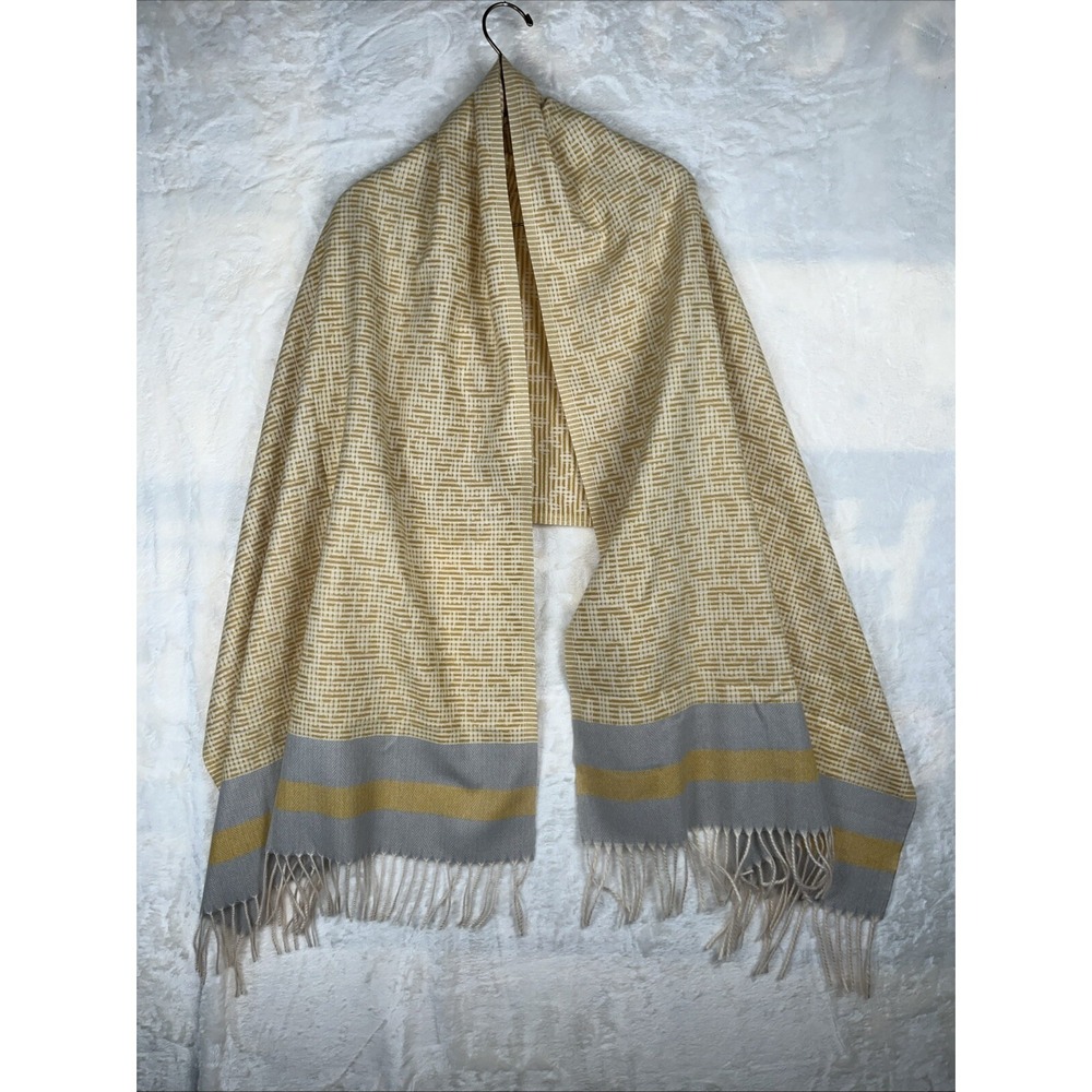 Cashmere Brand Scarf Adult Large Gold/Gray 77x26.5" Warm One Size Preppy Stylish